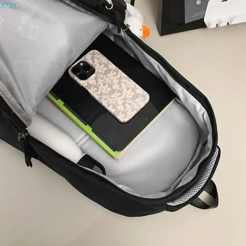 X7XC Japanese School Backpack for Teen Girls Boys Large Capacity High School College Book Bag Solid Color Zippered Daypack