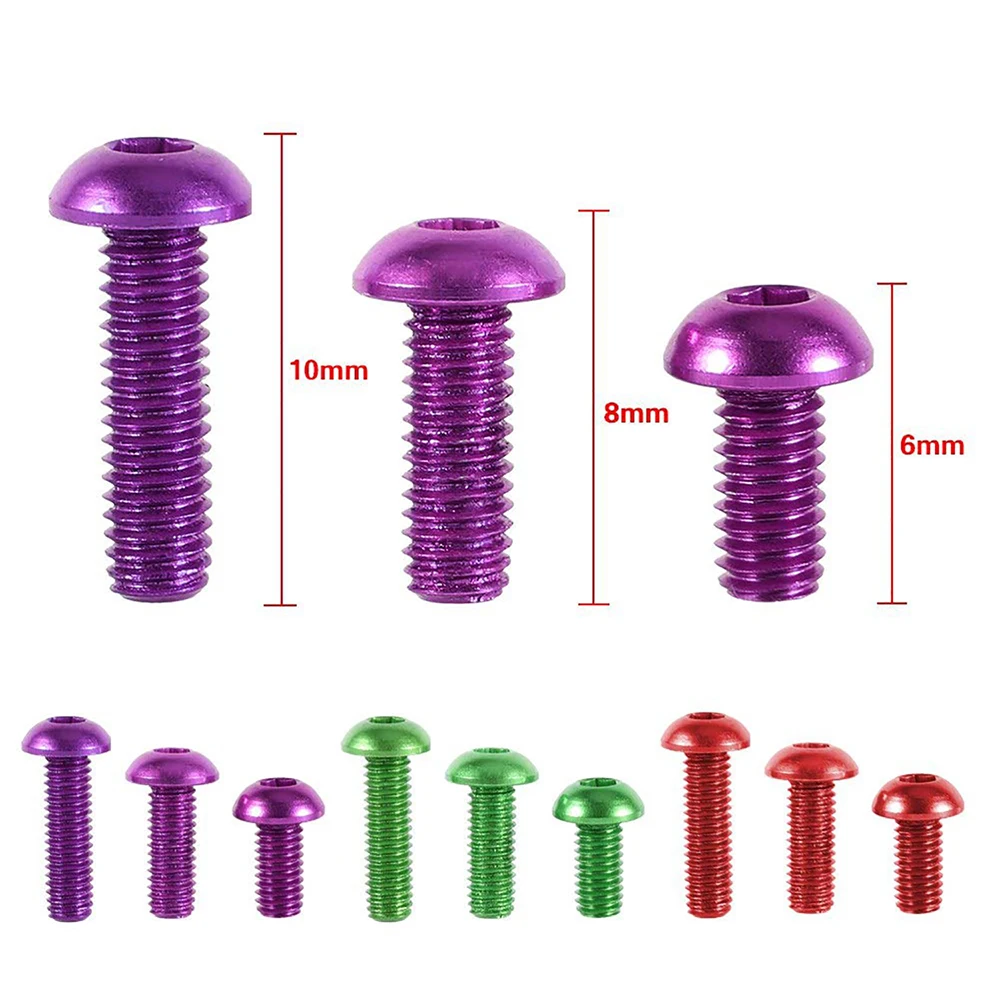 10pcs Allen Socket Screw M5 M6 Colourful Aluminum Alloy Hex Hexagon Socket Round Button Head Machine Screw Bolts