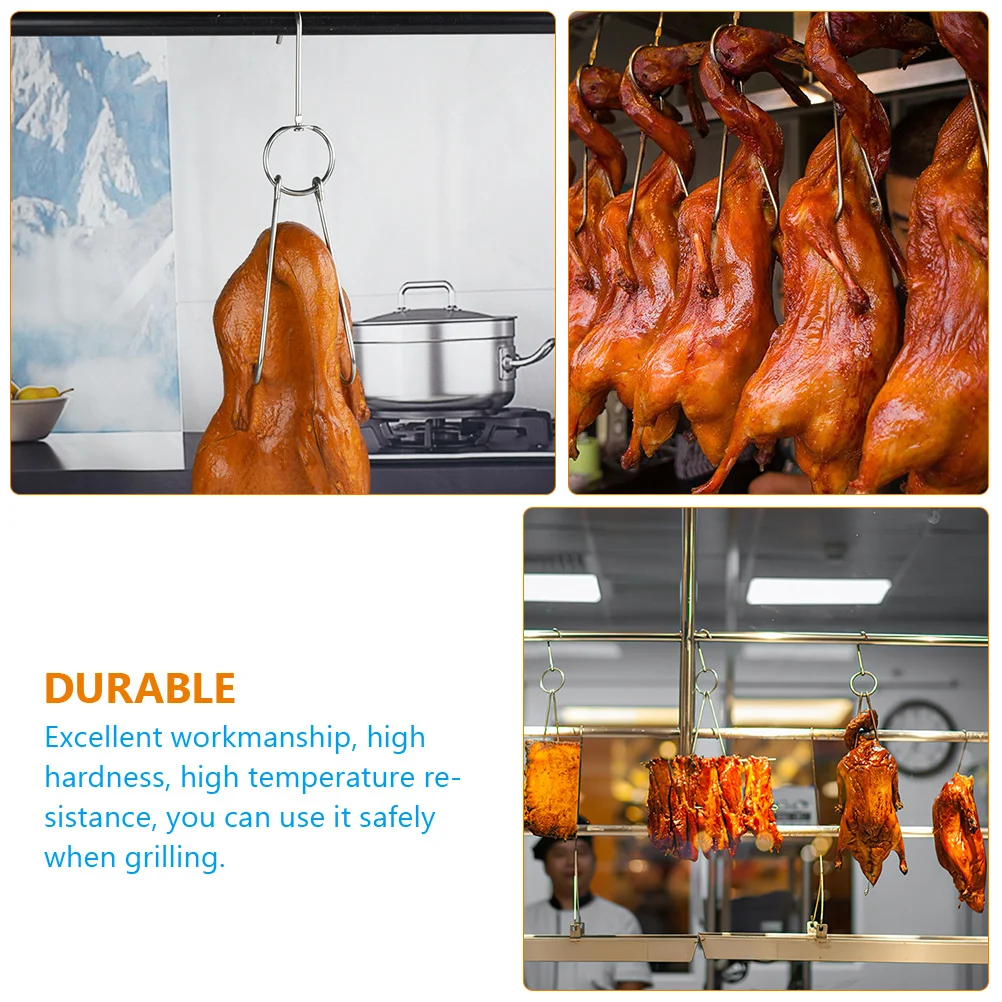 

5pcs Roast Duck Hooks Stainless Steel Double Design BBQ Tools Meat Sausage Hanging Kitchen Accessories Storage