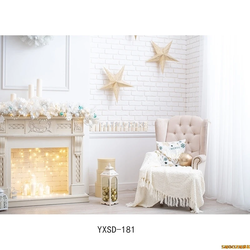 Shuozhike-クリスマステーマ屋内写真背景、クリスマスツリー、暖炉、ポートレート、写真の背景、YXSD-06