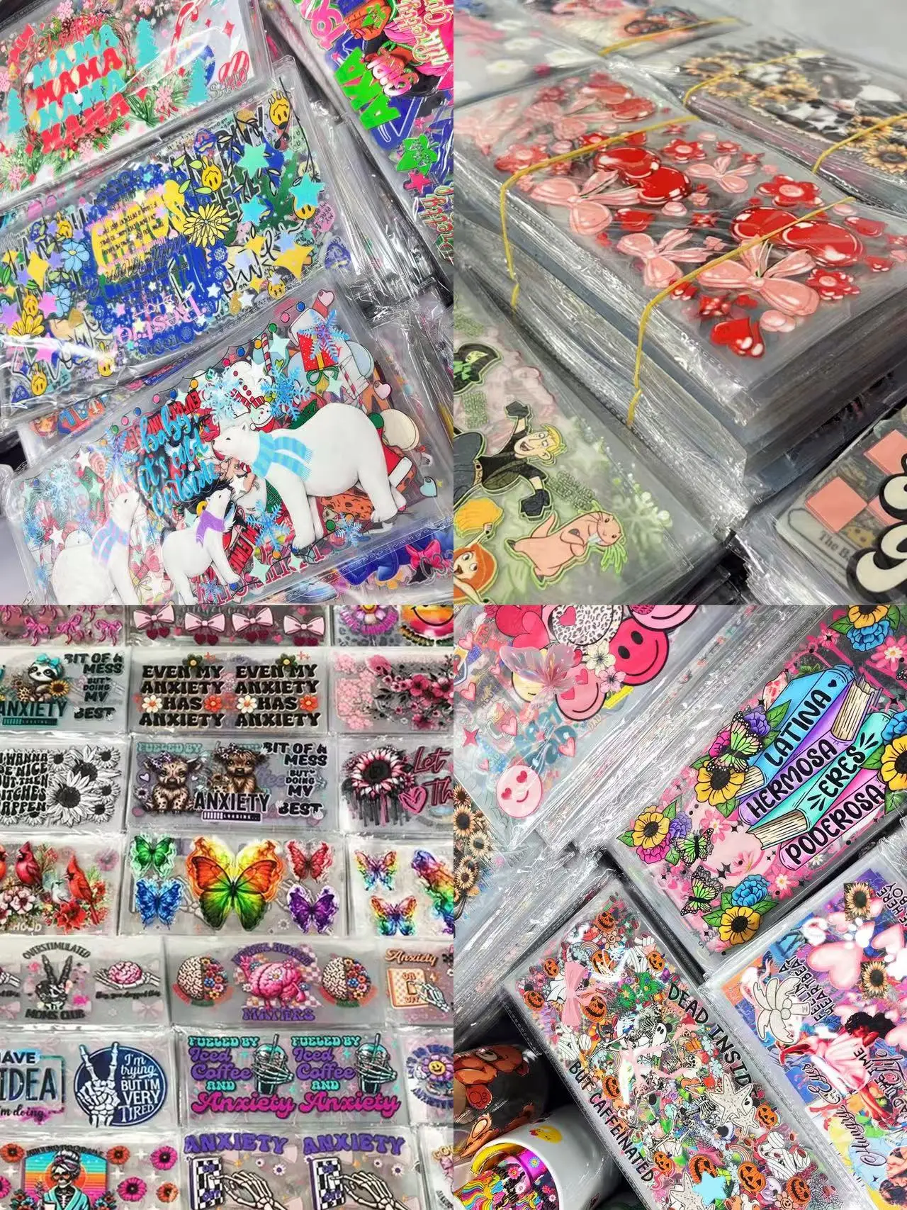 Random 10PCS UV DTF Cup Wrap 16oz Libbey Glass DIY Sticker Cartoon Selfadhesive Washable DIY Gift 3D Stickers