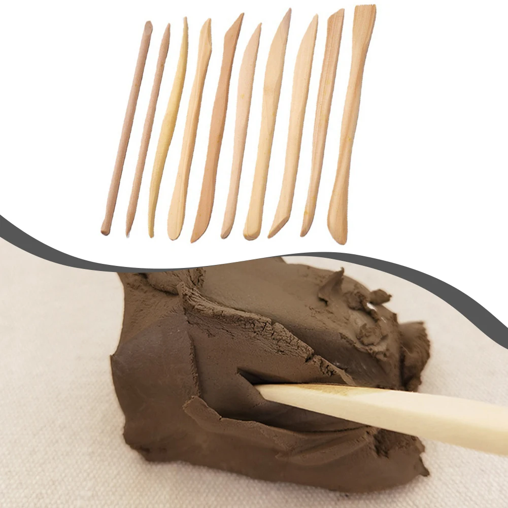 10 Uds. 1 Juego de artesanías de tallado, escultura de arcilla de madera, cuchillo, cerámica, afilar, modelado, figuritas pequeñas, herramientas de alfarería