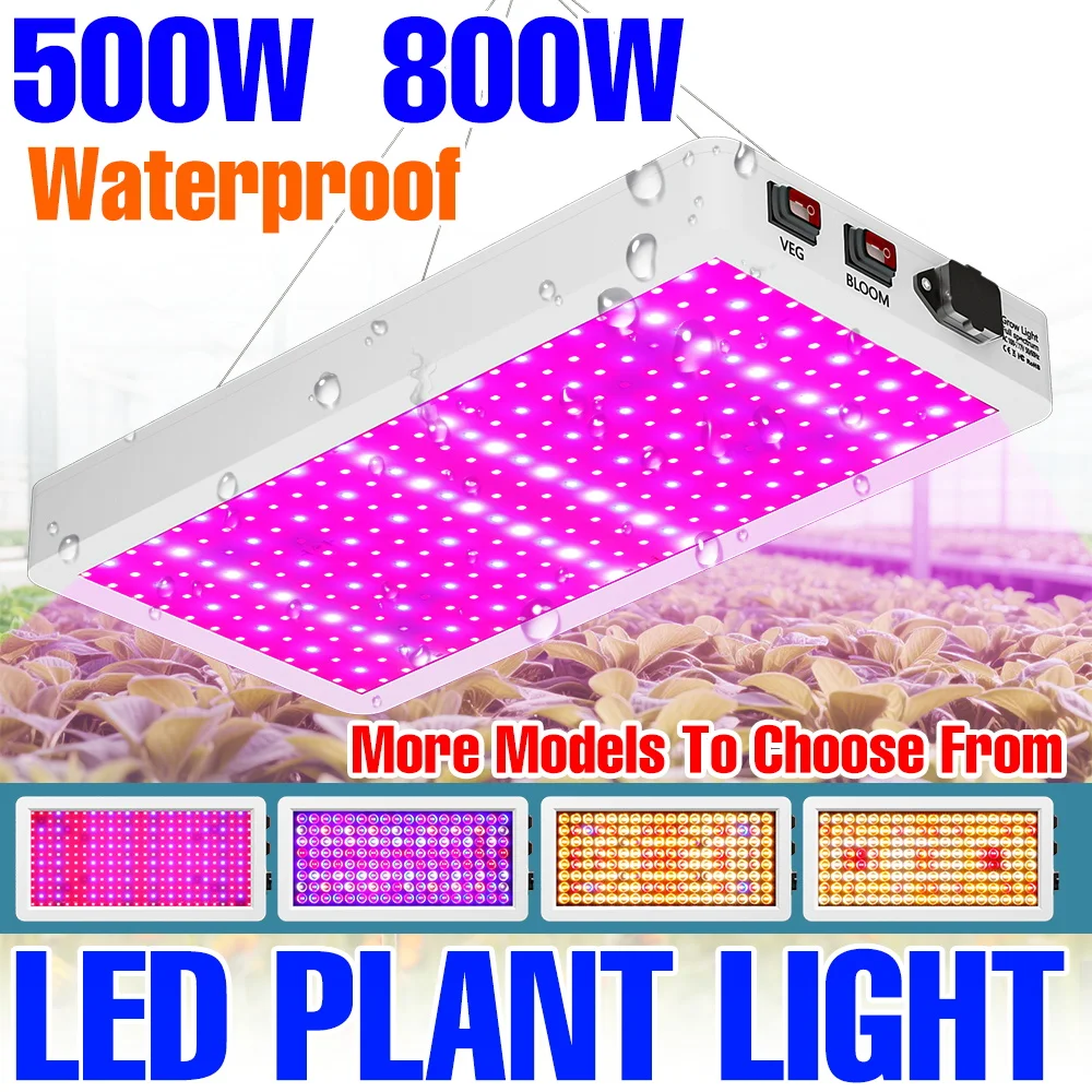 

Светодиодные фитолампы полного спектра 800 Вт для выращивания растений, УФ/ИК-лампа для теплиц, гроубоксов, томатов, овощей, гидропоники