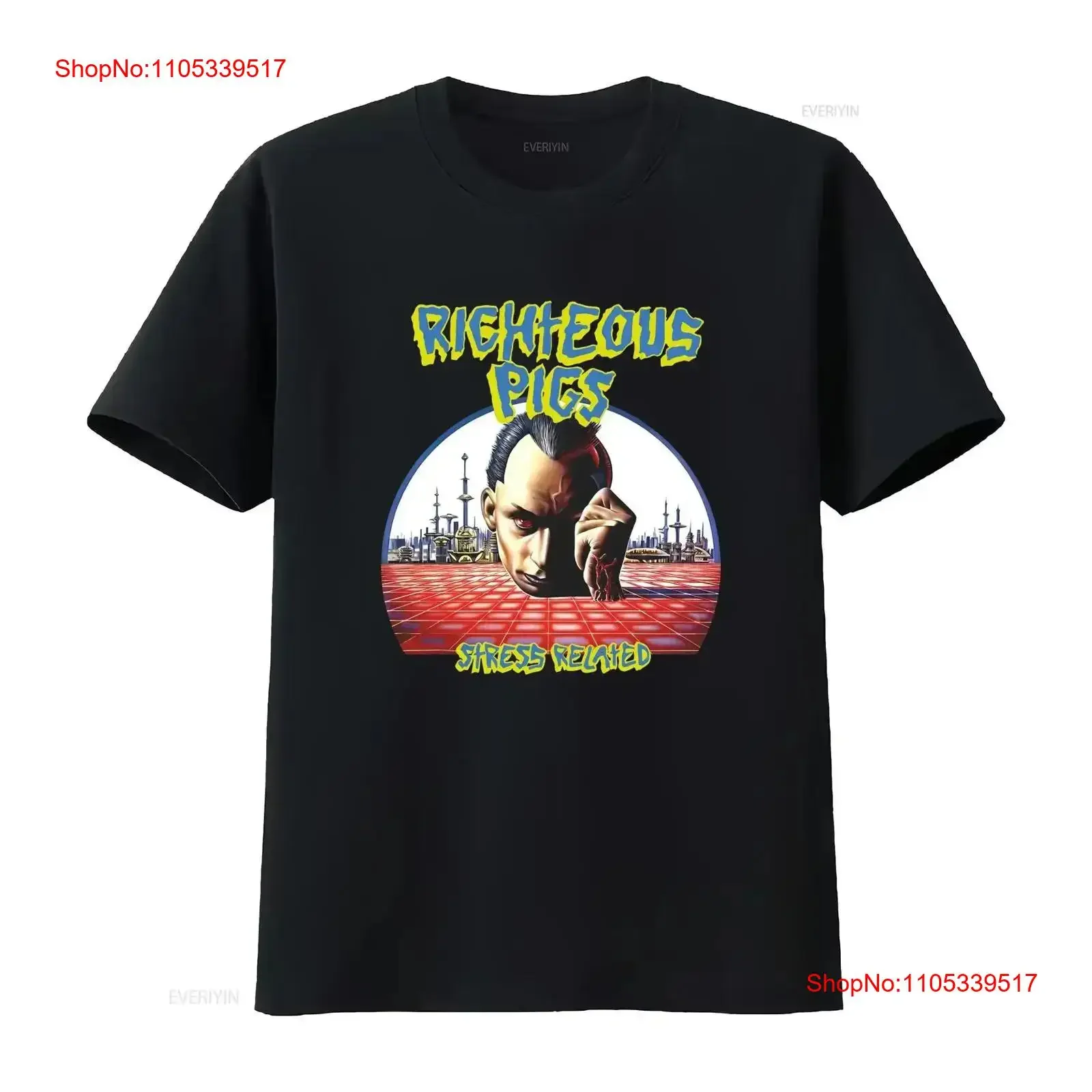 righteous pigs stress related T Shirt vintage Washed Soft fashion Stylish designer clothes graphic homme Casual Versatile