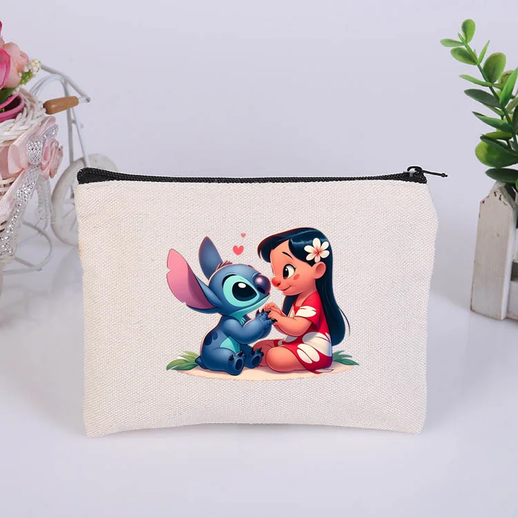 Disney Lilo & Stitch Vrouwen Cosmetische Tassen Multifunctionele Canvas Tas Met Rits Reis Organisator Case Cartoon Make-Up Tas Etui 2024