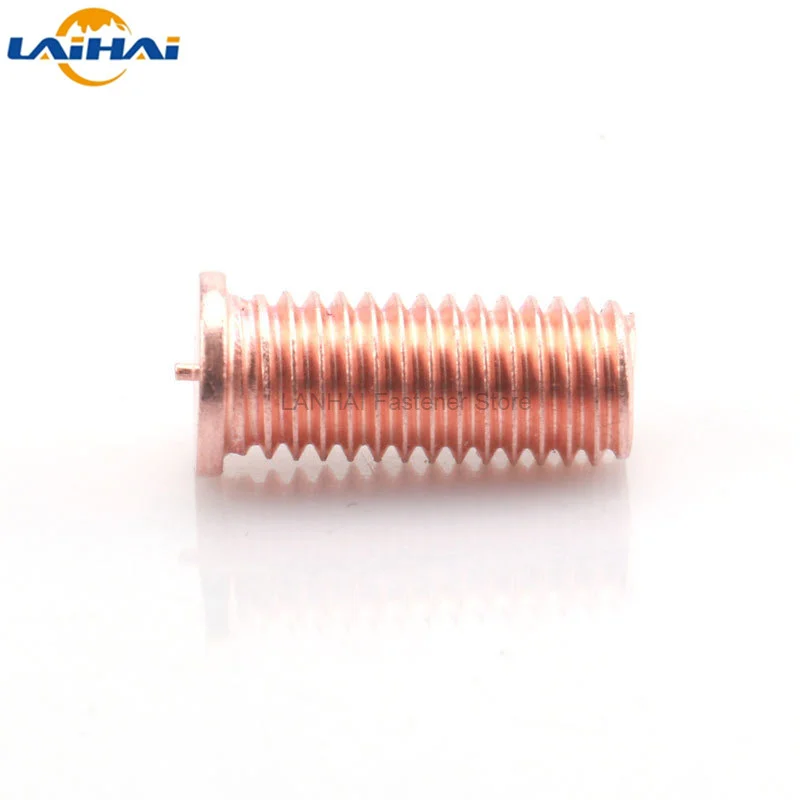 2/50pc M3 M4 M5 M6 M8 M10 Carbon Steel Copper Plated Stud Weld Spot Welding Screw Solder Point Nail Bolt for Capacitor Discharge