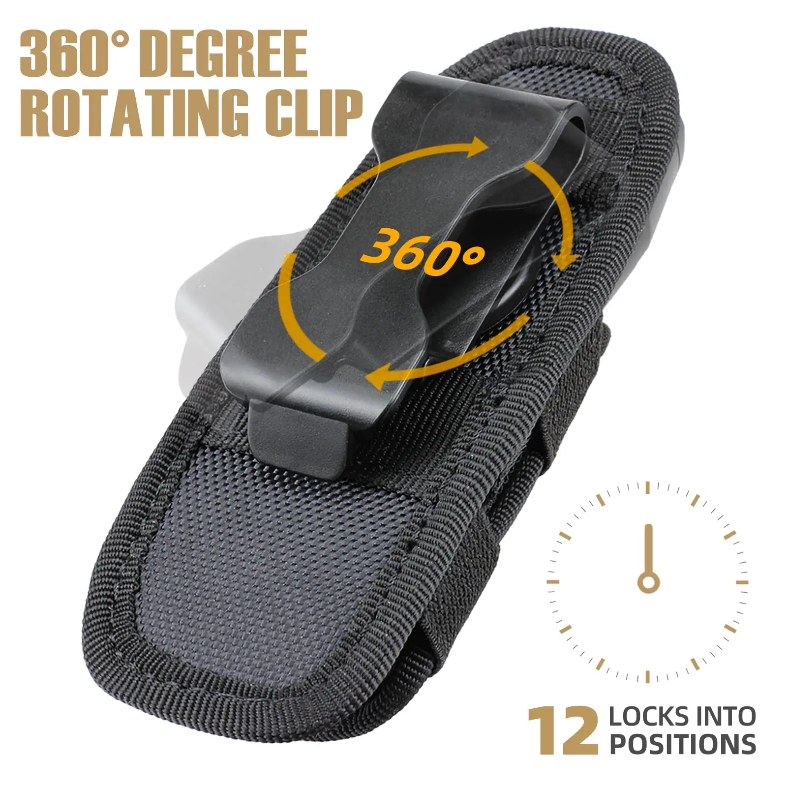 Outdoor Tactical Flashlight Pouch Holster Molle Belt 360 Degrees Rotatable Torch Case Holder Hunting Light Accessories Waist Bag