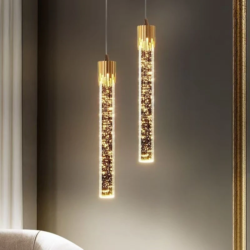 

Luxury Crystal Bubble Pendant Lights Modern Minimalist Strip Hanging Lamps Bedroom Bedside Restaurant Hotel Atmoshere Chandelier