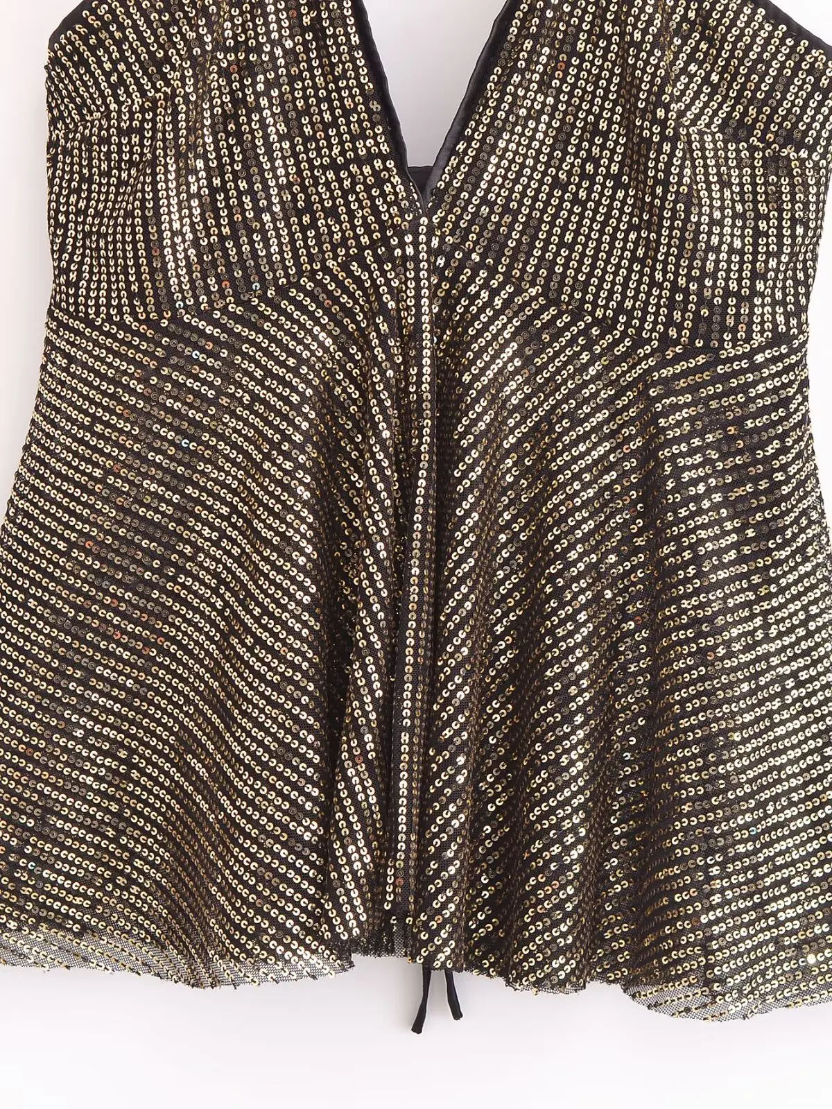 Zevity 2025 ผู้หญิงChicลึกVคอSequinedออกแบบสลิงCamis Tank Lady Backless Crossเซ็กซี่เสื้อเสื้อLS7381