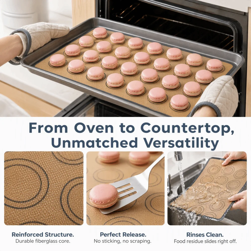 Food Grade Silicone Silicone Baking Mat Fiberglass Heat Resistant Cookie Baking Mat Non Stick Macaron Baking Mat
