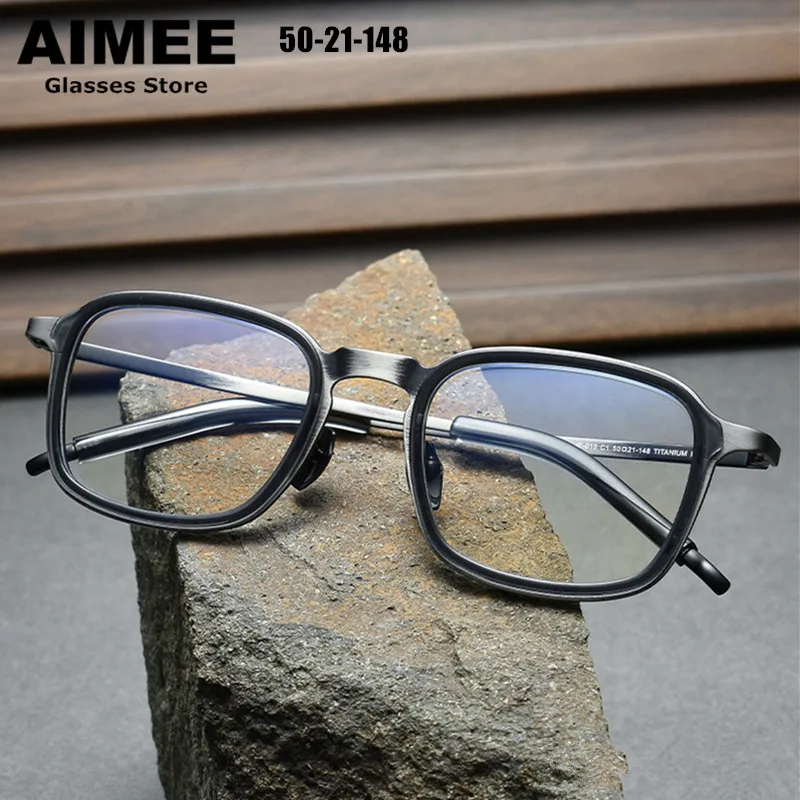 

Винтажная квадратная титановая ультралегкая оправа для очков, унисекс, большой размер, дизайнерские очки, ручная работа, защита от синего света