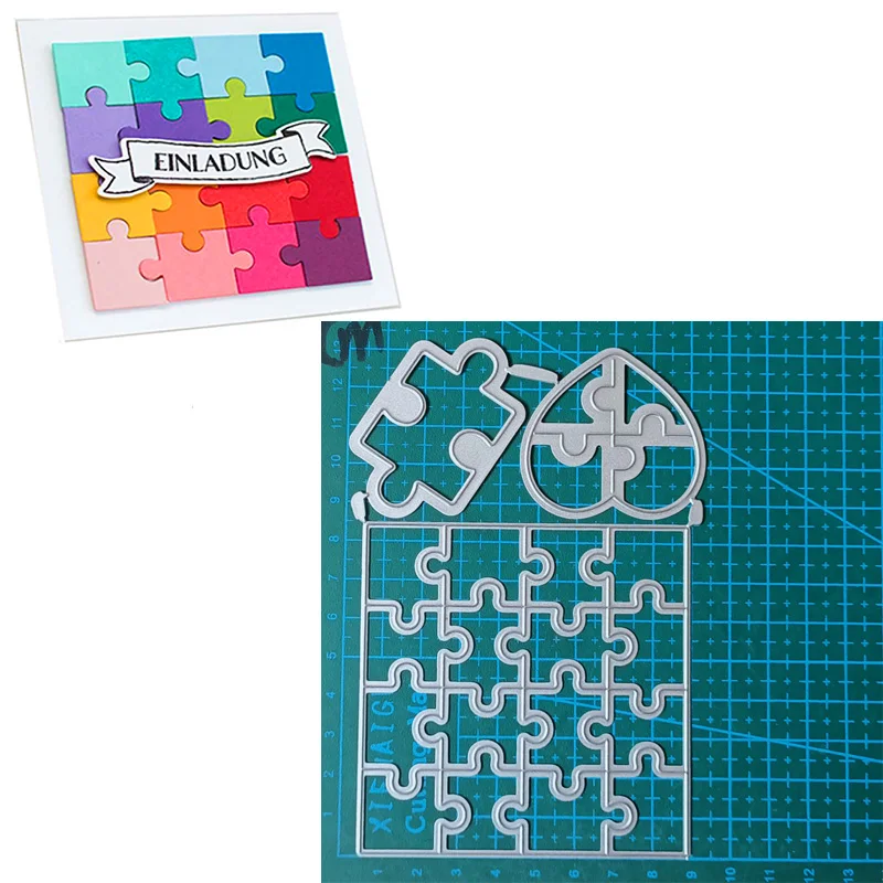 Metall sterben schneidet rechteck Puzzle Stanzform Scrapbook Album DIY Papier Karte Prägeschablonen