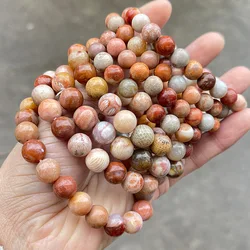 Natural Stone 8/10MM Fossile Coral Jade Bead Bracelet Quartz Crystal Reiki Healing Energy Strand Bangles Women Jewelry