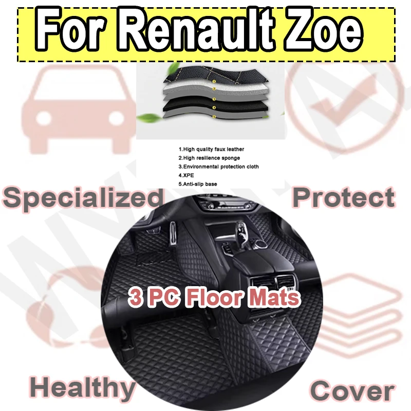 

Luxury Leather Car Floor Mats For Renault Zoe E-Tech Electric 2012~2022 5seat Anti-dirt Car Carpet Floor Mat Car Accessories