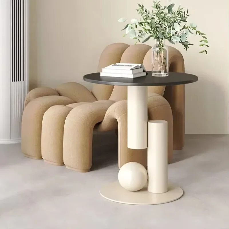 

High-end modern cream style slate side table creative small coffee table
