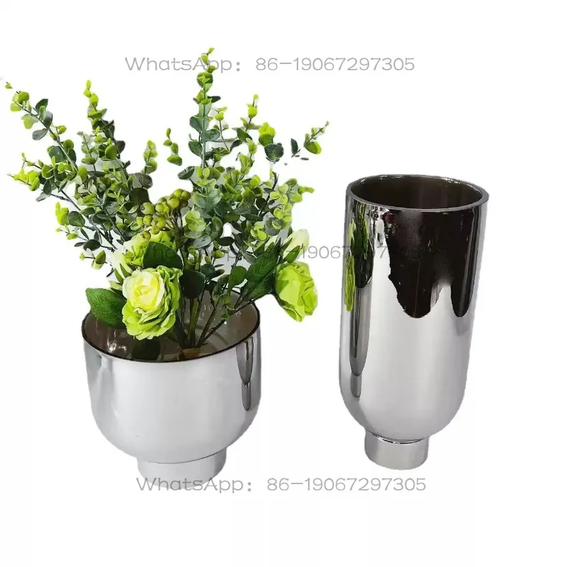 Modern Simple European Gray Caramel Color Glass Flower Vase Ornament