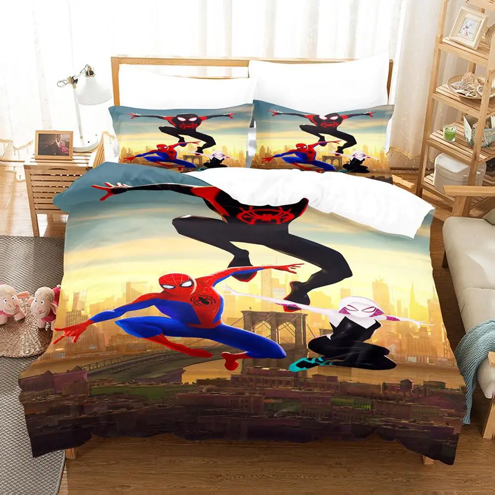 Imagem -02 - Marvel Hero Spider Man Padrão Capa de Edredão Bedding Supplies Crianças Cama Quarto Duplo Pillow Cover Pcs Set