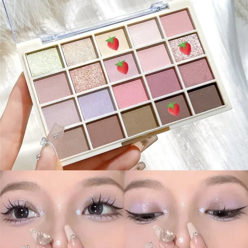 Paleta de sombras brilhantes para mulheres fosca, brilhante, baixa saturação, pigmentos oculares, rosa, azul, cosméticos coreanos