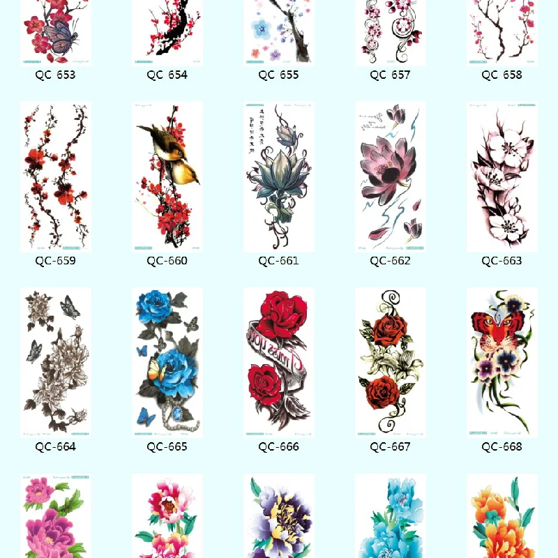 Waterproof 3d Flower Arm Tattoo Colorful Arm Personalized Bracelet Flower Temporary Tattoos Sticker Size:210*100mm