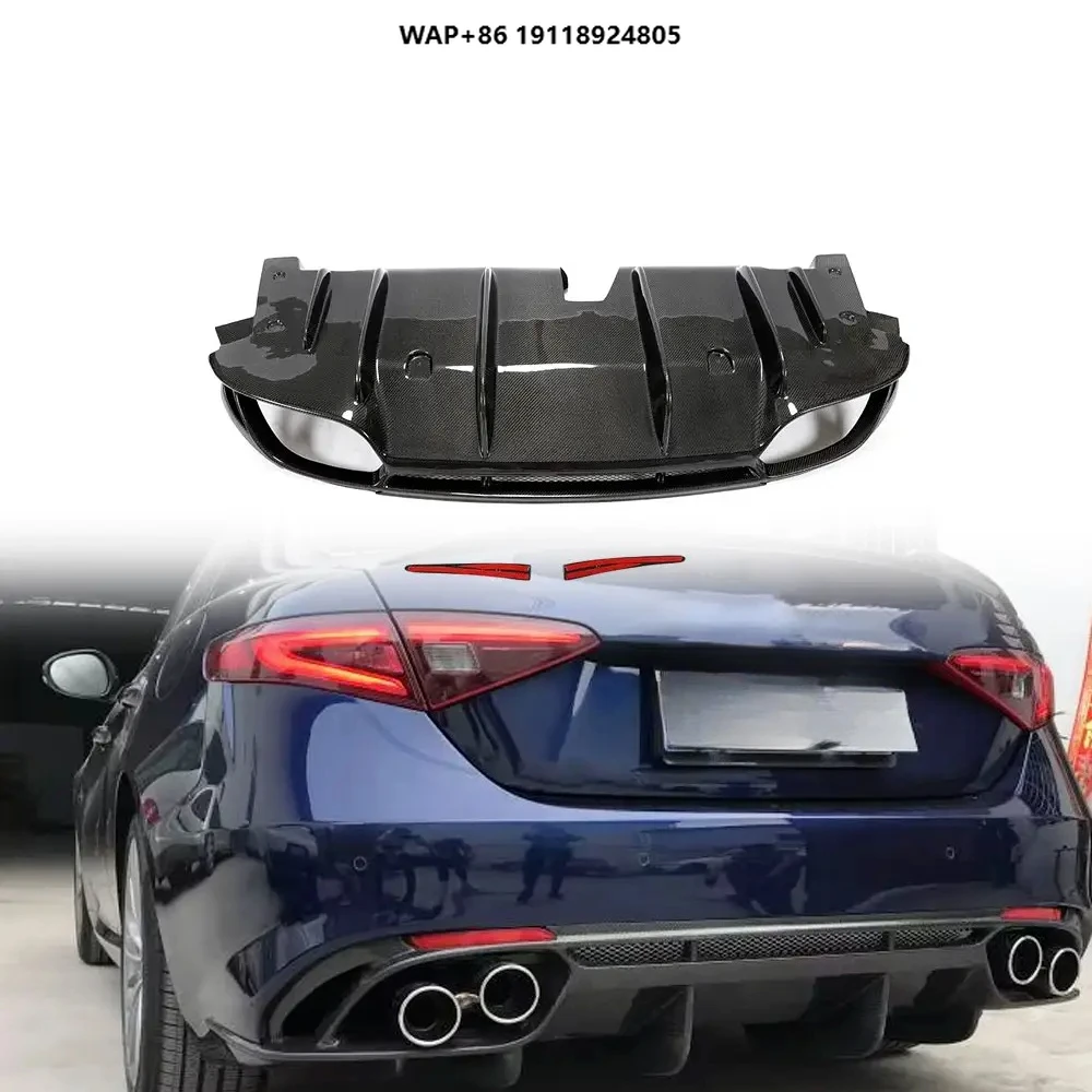 

Real Carbon Fiber Rear Bumper Diffuser with Exhaust Tips for Giulia 4-Door 2017-2020