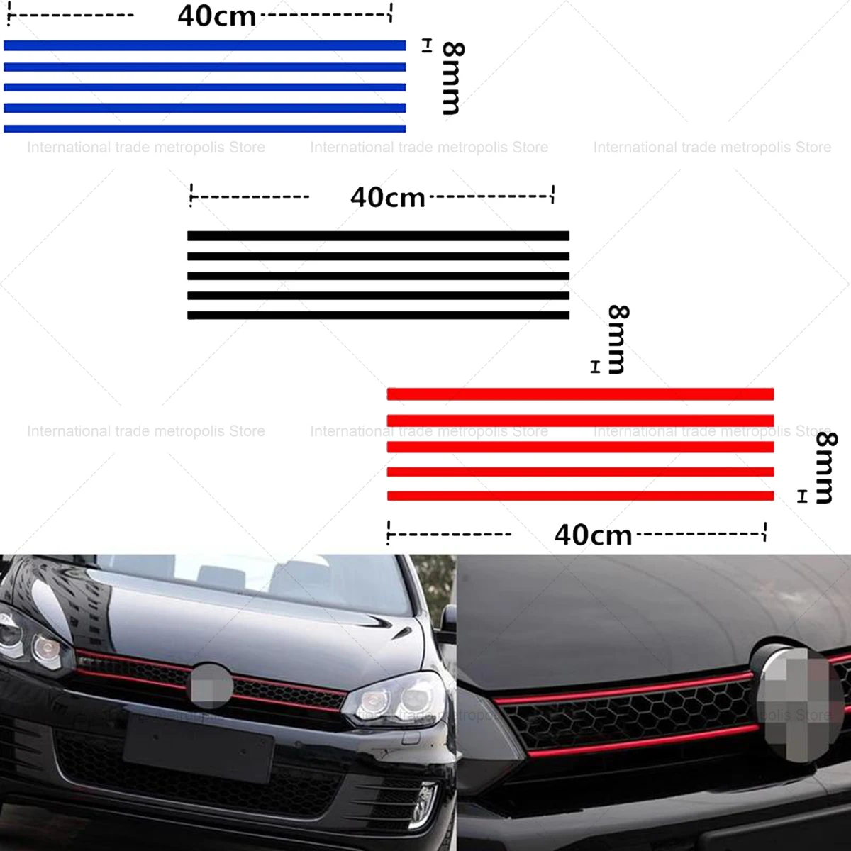 1 Set Reflective Car Strips Sticker Front Hood Grill Decals Waterproof Automobile Decoration Car Stickers For Vw Golf 6 7 Tiguan