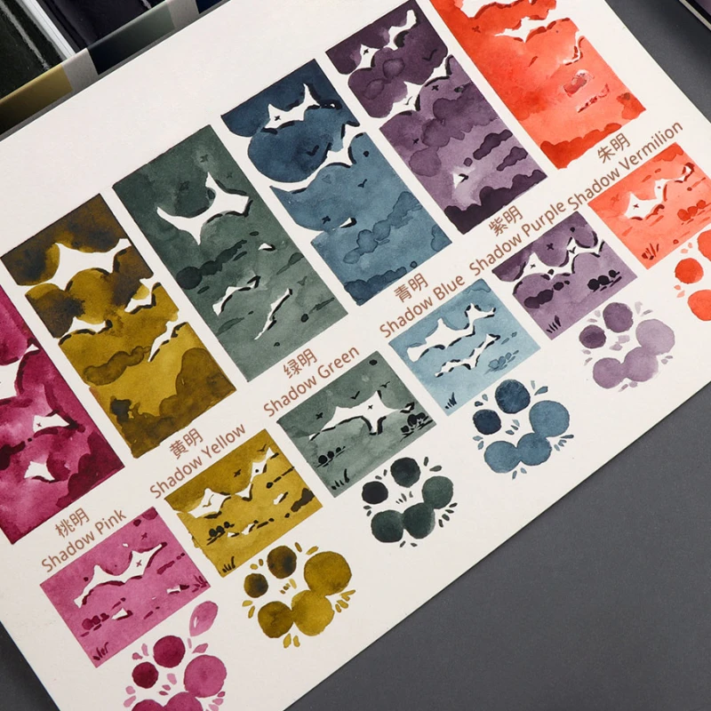 Japan MOYUNTANG Solid Watercolour 6 Colors Set Ink Painting Ink Nail Watercolour Large Plate Drawing Acuarelas Art Supplies