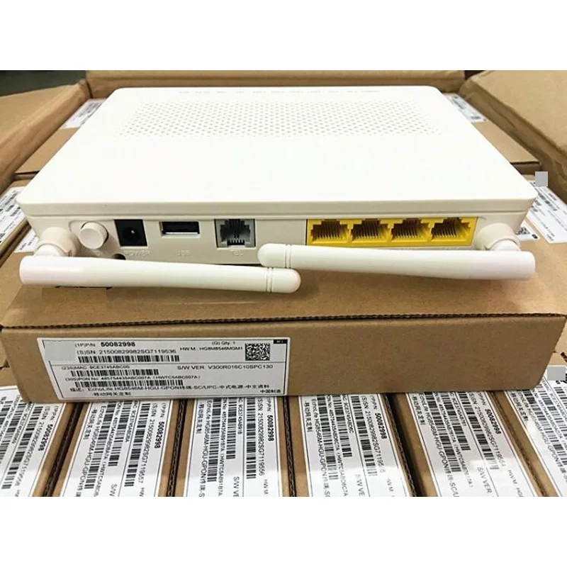 Duke novo original hg8546m gpon onu xpon ont 4fe lan 2.4g roteador wi-fi ppoe modem ipee firmware inglês com alimentação