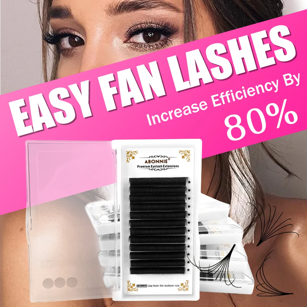 ABONNIE Matte Black Easy Fan Lashes Eyelashes Extensions Fast Fan Like Butter Volume Soft Lashes Lashes Extensions For Daily