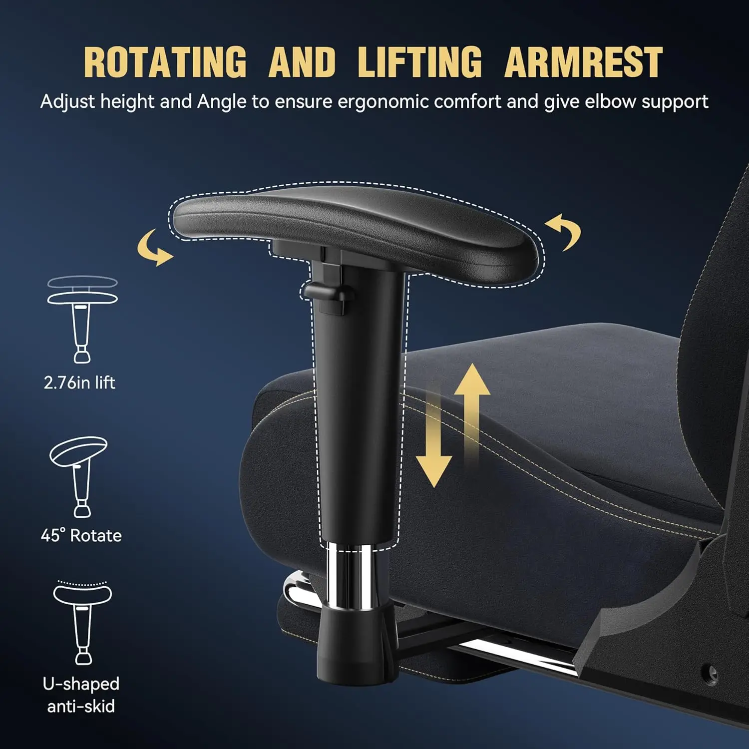 Dowinx Gaming Chair with Massage Lumbar Support, Suede Fabric Ergonomic Computer Chair with Footrest for Adults image 5