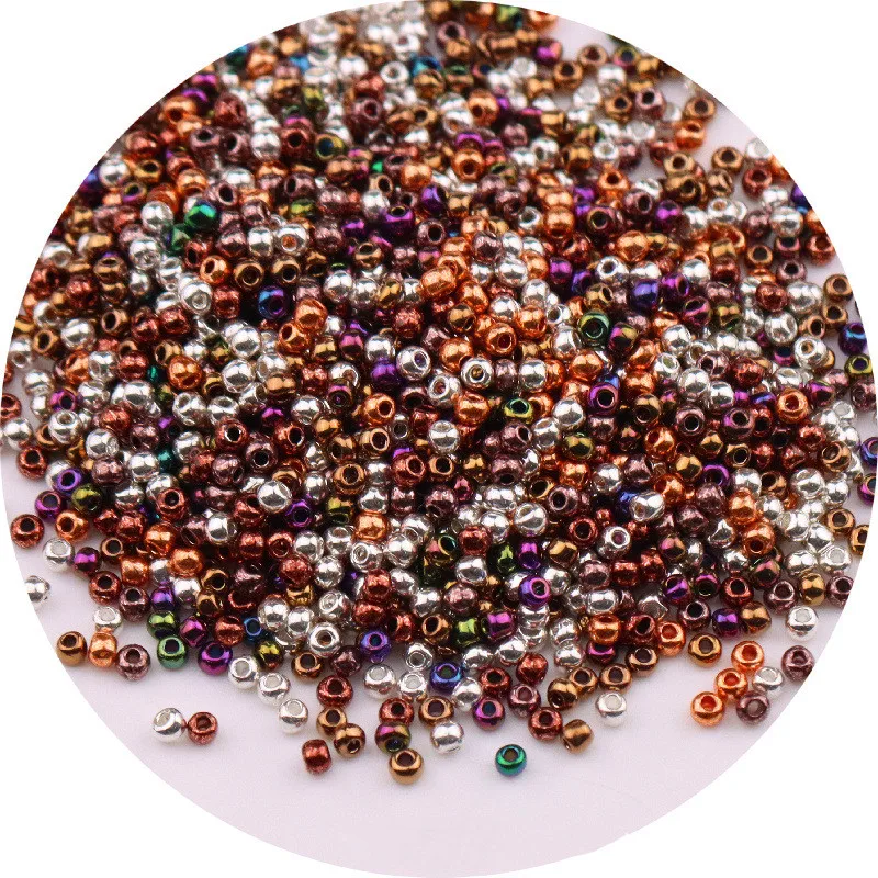 2022New1000cps2mm electroplated rice beads, uniform 11/0 metallic glass beads, DIY handmade beads loose beads