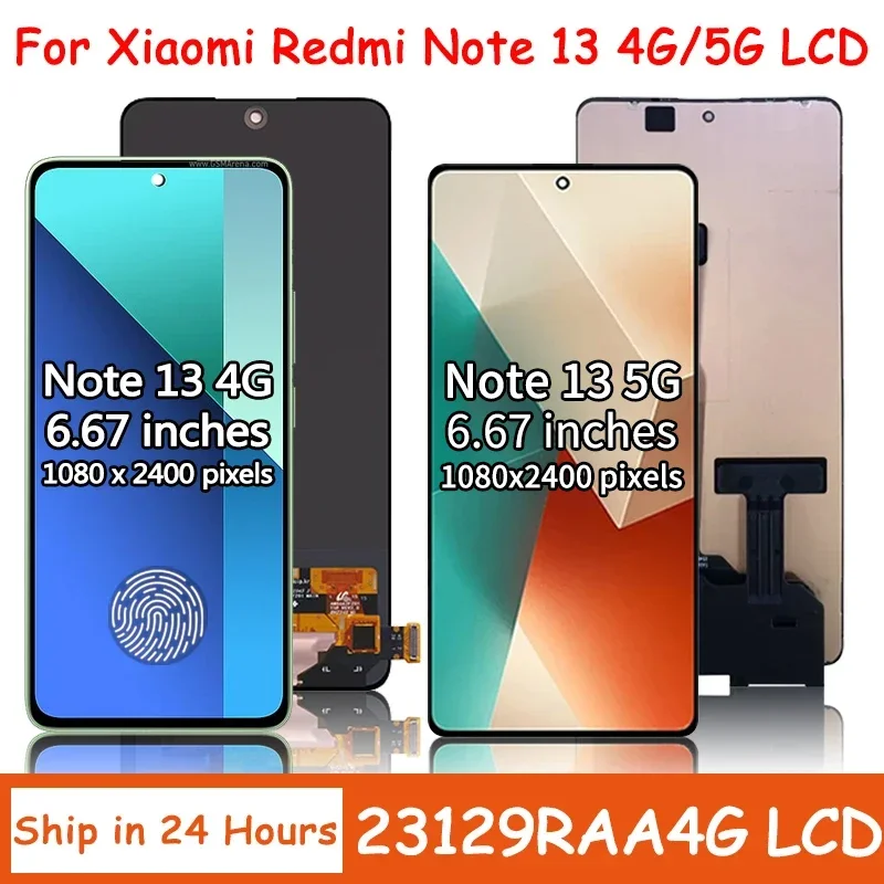 

6.67''AMOLED For Xiaomi Redmi Note 13 4G/5G 2312DRAABG 23129RAA4G lcd display screen digitizer Assembly Note13 Display