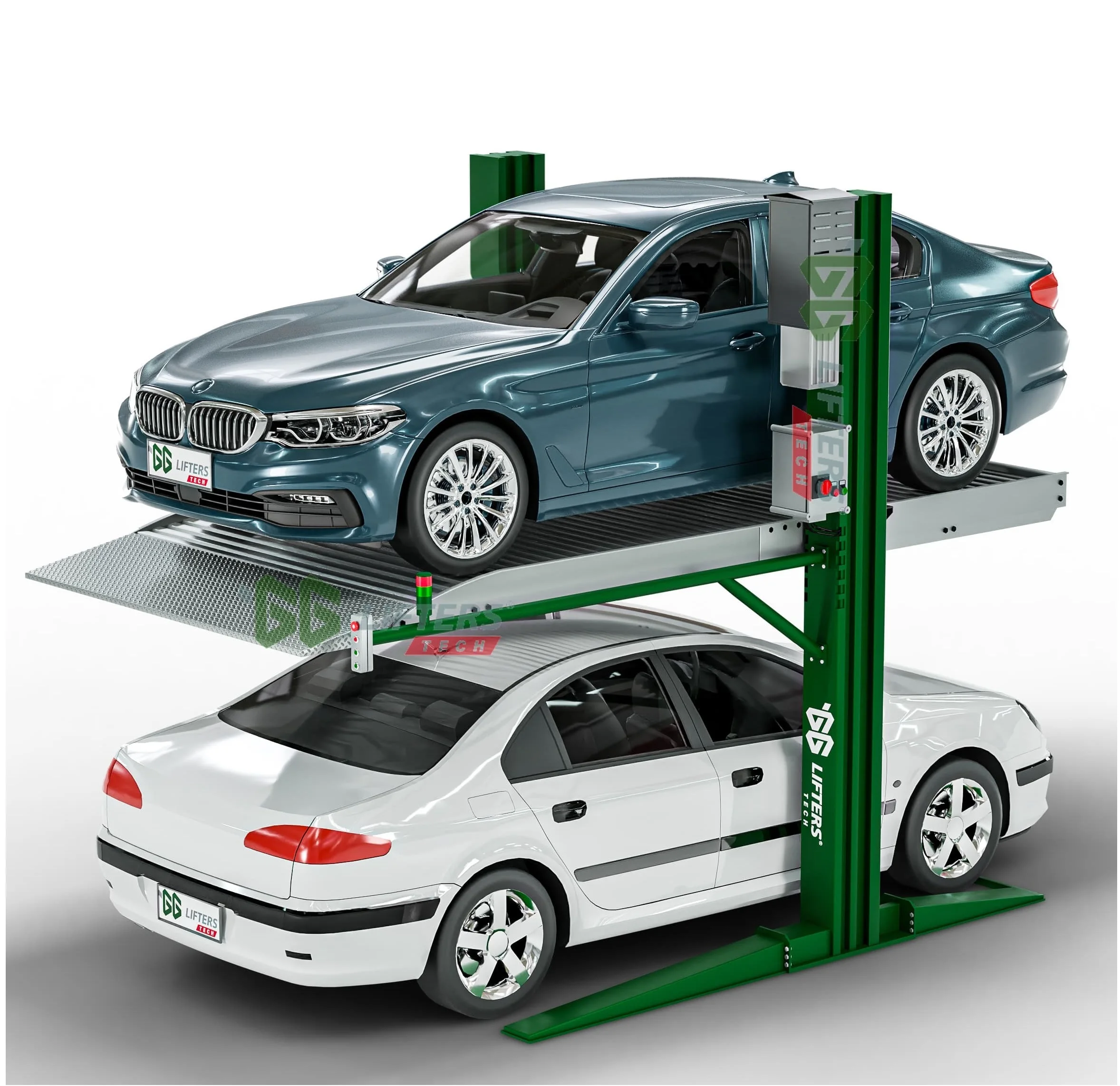 Hy-draulic 2 post car parking lift double deck parking system share columns car lift custom garage equipment