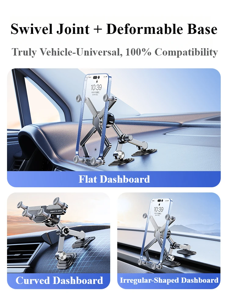 Hipacool Universal-Autotelefonhalter, Ständer, Armaturenbrett, Bogenbrückenbasis, stabiler Winkel verstellbar, für 4,7–7,2 Zoll iPhone, Samsung – Detail 4