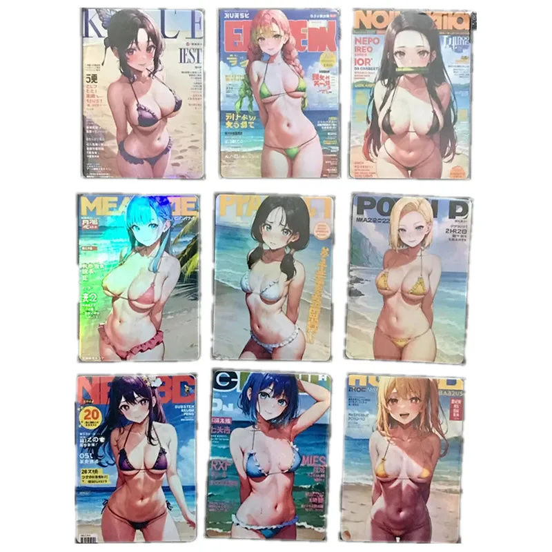 9Pcs/set Anime Heroine Series Demon Slayer Dragon Ball ACG Sexy Nude Card Swimsuit Magazine Game Toy Gift Collection Card