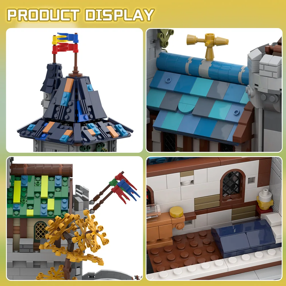 Gobricks MOC Middeleeuwse Architectuur Fantasie Kasteel Bouwstenen Model Beer Lords Kasteel Bakstenen Gemonteerd Speelgoed Kinderen Gift