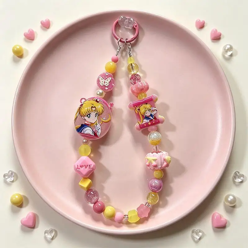 Kawaii Sailor Moon Keychain New Style Multi Functional Beads Backpack Zipper Phone Case Decoration Cartoon Anime Birthday Gift