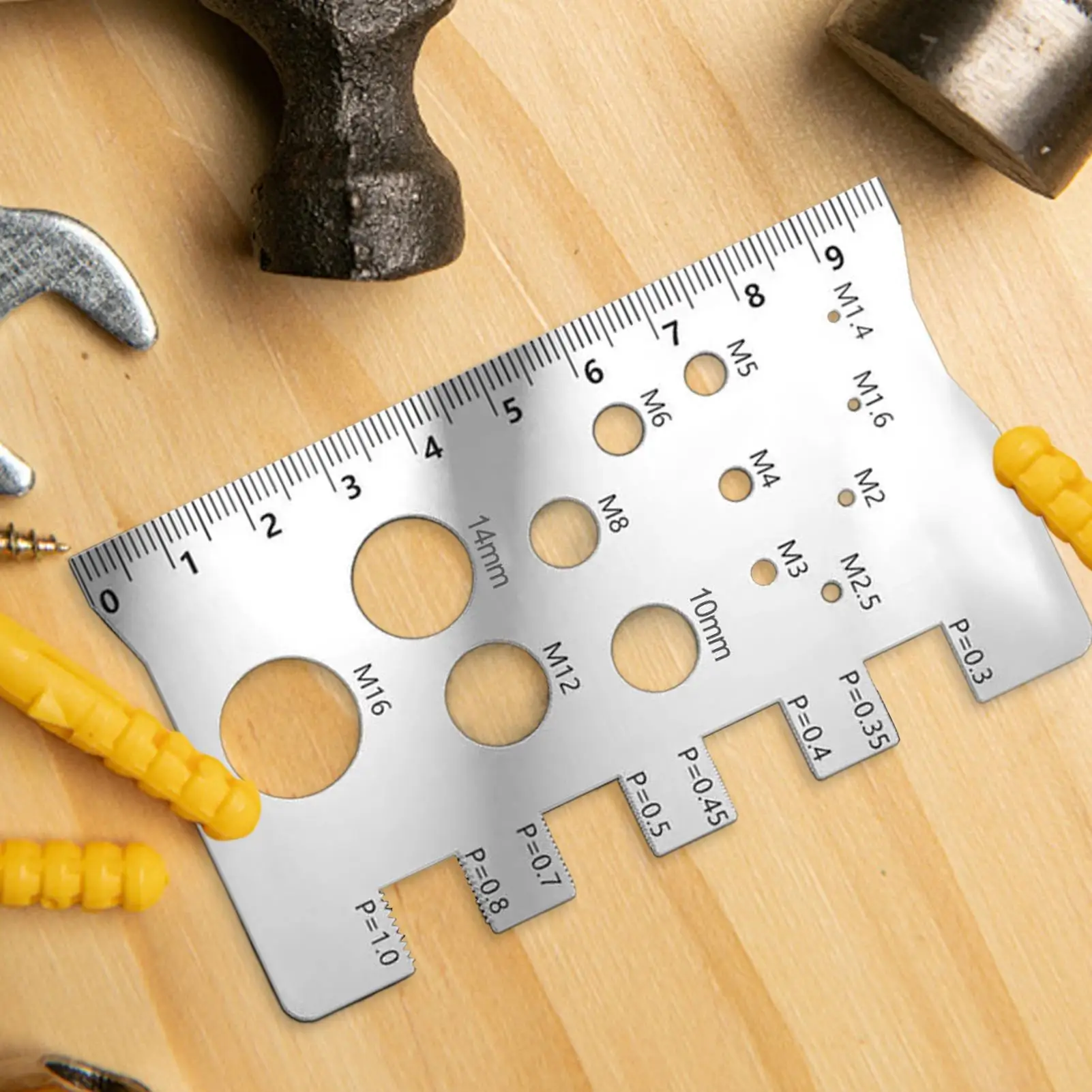 410 ステンレス鋼ねじゲージねじ測定定規多機能読みやすいねじゲージ定規家庭用産業修理用