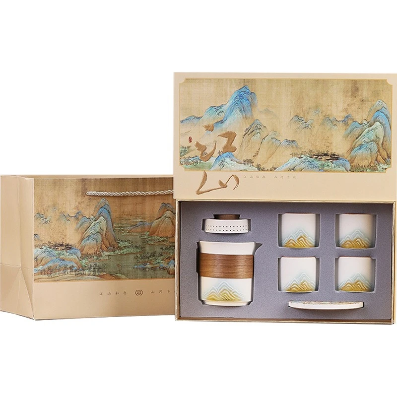 

Tea set, tea cup with hand gift, ceramic single cup tasting set