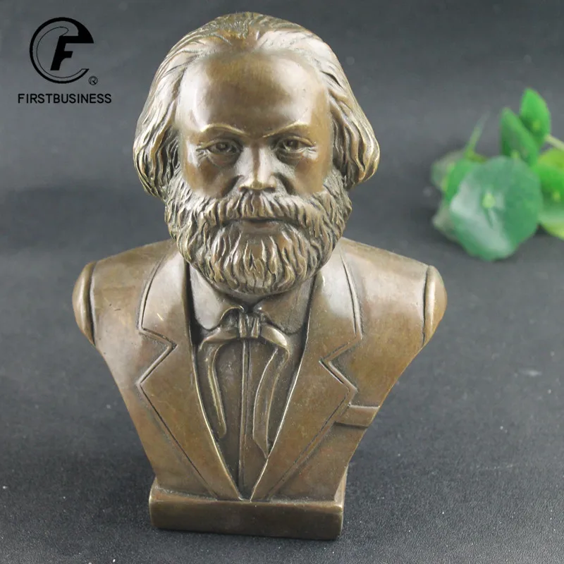 Antike Messing Deutsch Große Kommunistischen Karl Heinrich Marx Fehlschlag Bronze Statue Figurine Retro Kupfer Desktop Ornament Dekor Handwerk