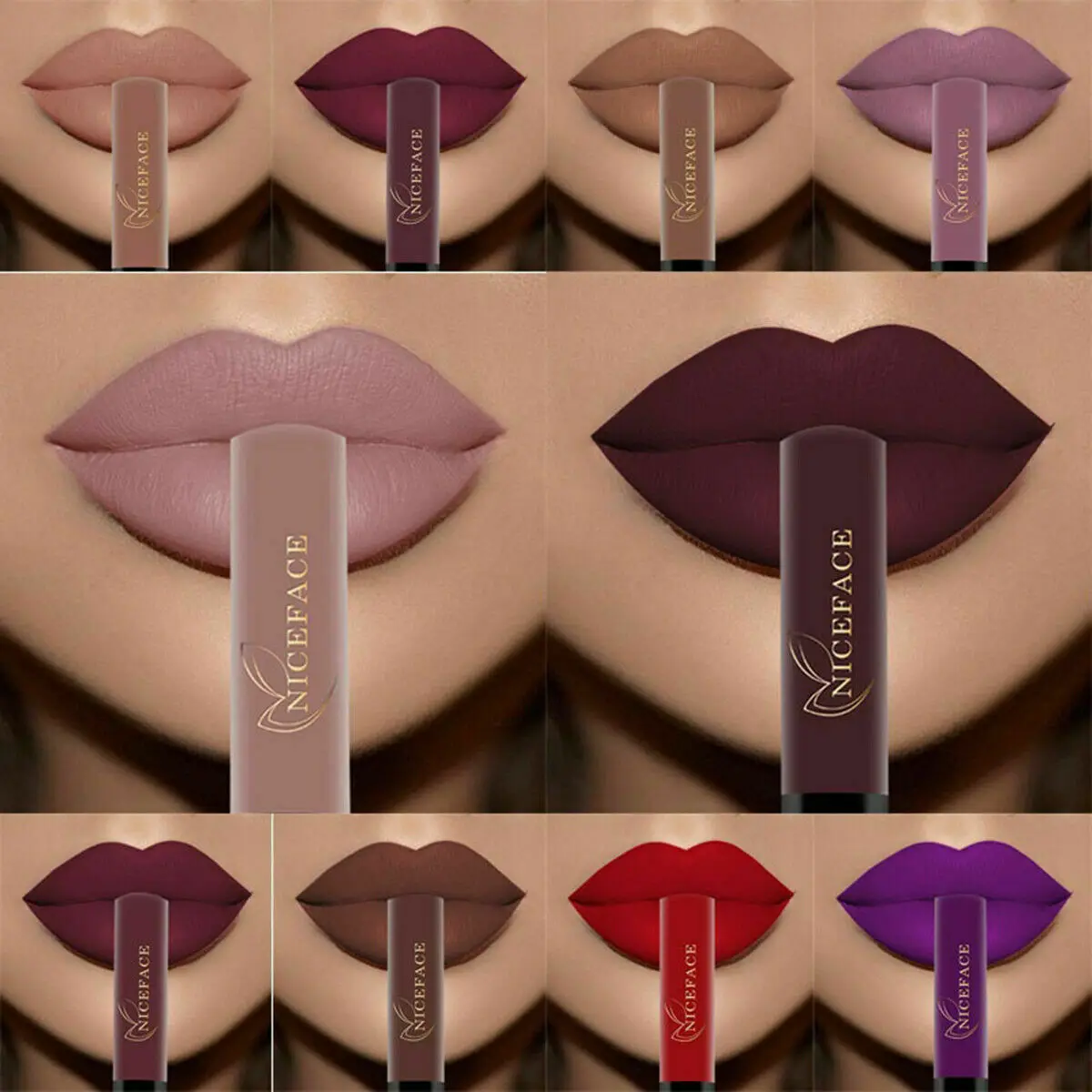 

Nude Matte Liquid Lipstick Waterproof Lipgloss Moisturizing Long Lasting Sexy Red Lip Gloss Black Purple Lip Tint Makeup Beauty