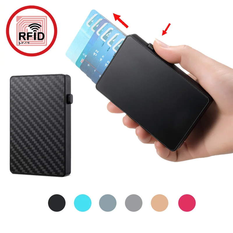 Slim Pop-Up Mini Small Aluminum Card Holder RFID Protection Men Women Wallet  ID Credit Case Minimalist Travel Cardholder Purse