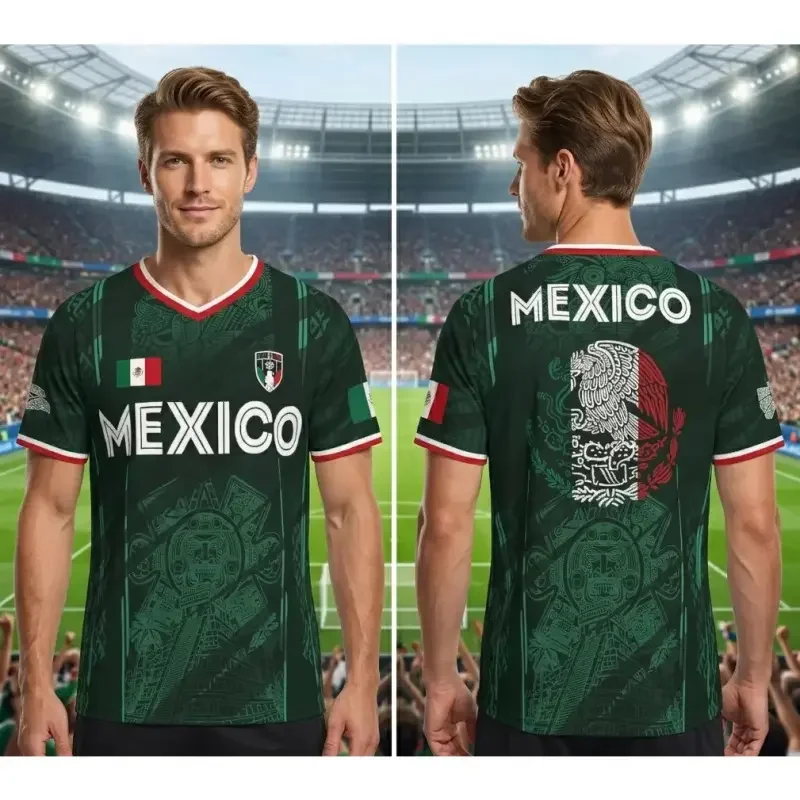 Mexican Aztec Calendar Soccer Shirt - Full Print Casual Four Seasons T-shirt Men and Women Breathable Quick Drying Sports Shirt