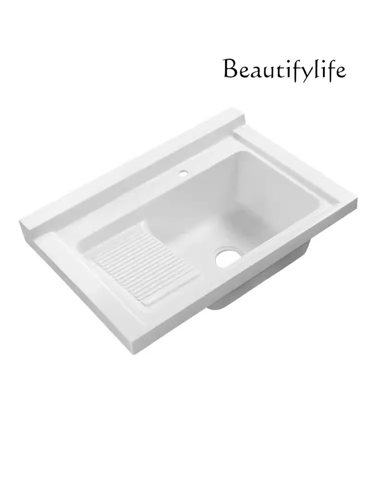 Balcony corner cutting countertop wash basin integrated laundry basin cabinet with washboard laundry sink