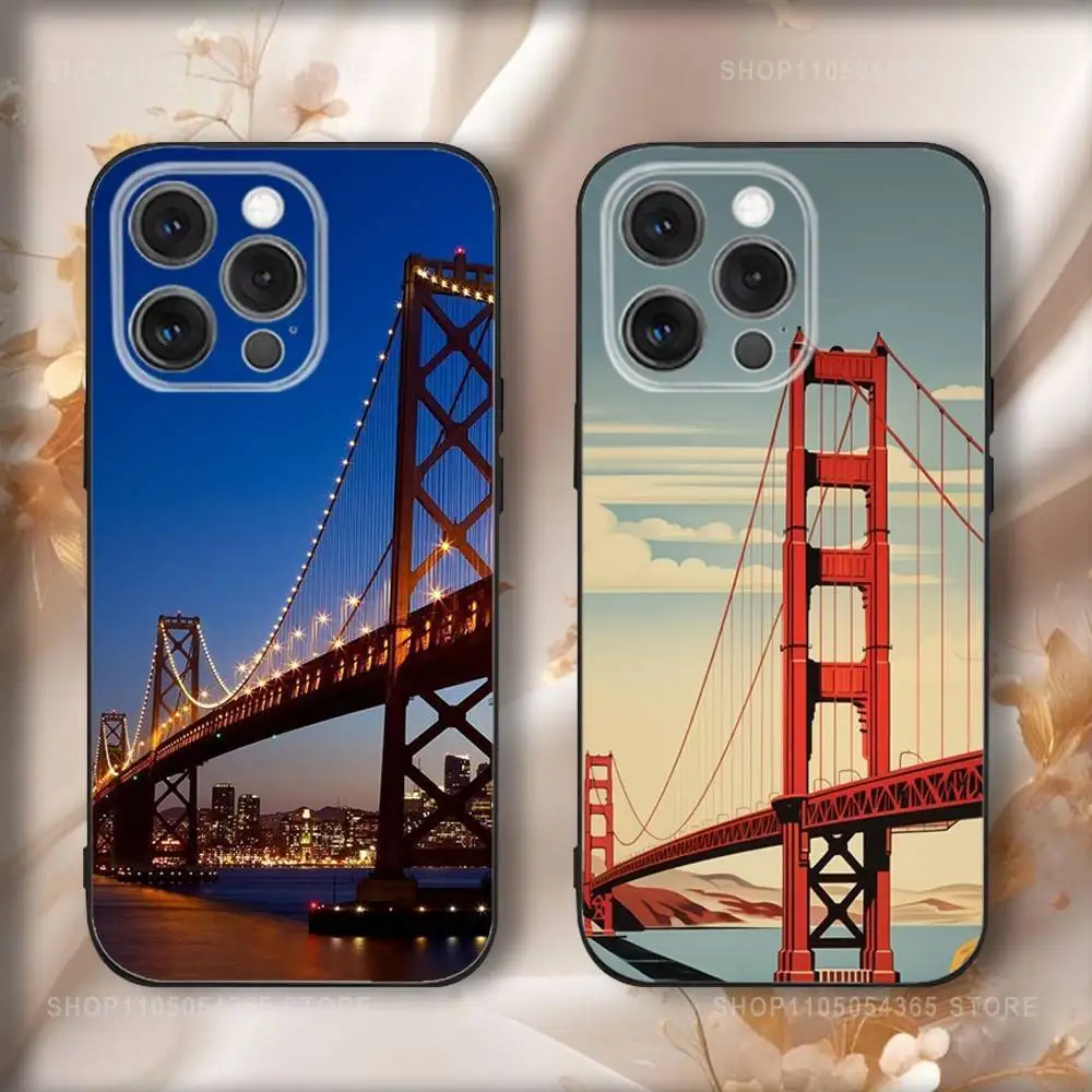 

Golden Bridge San Franciscos Phone Case For iPhone 17,16,15,14,13,12,11,Pro,Max,Plus,Air,X,XS,XR,SE,8,7,Mini,Soft Black Funda