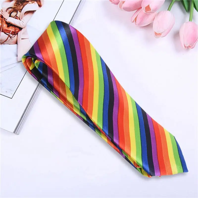 Hot kf-5X Men Fashion Casual Skinny Slim Narrow Tie Formal Wedding Party Necktie, 19 (Rainbow Color Stripes)