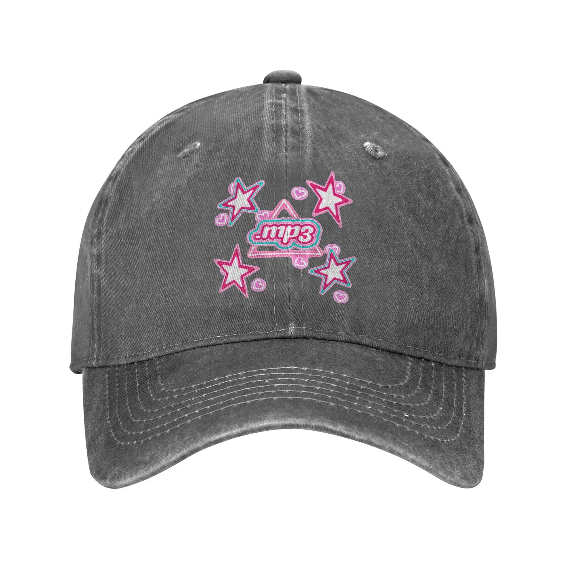 mp3 Emilia Pink Five-Pointed Star Baseball Cap Vintage Distressed Denim Washed  Snapback Hat Men Women Outdoor Activities