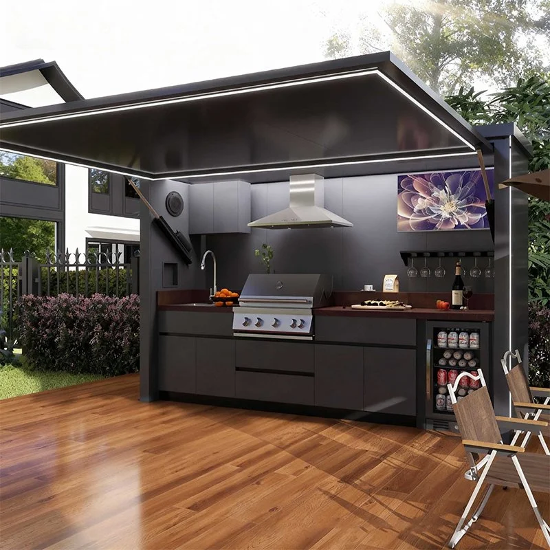 Portable Outdoor Kitchen Set with BBQ Grill and Fridge for Backyard Customized