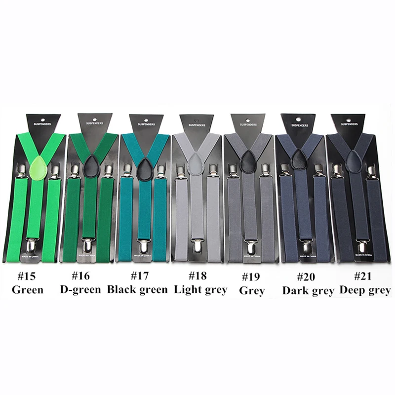 Women Men's Unisex Clip-on Braces Elastic Slim Suspenders 1Inch/2.5cm wide Y-Back Suspenders Wholesale & Retail Multi Color