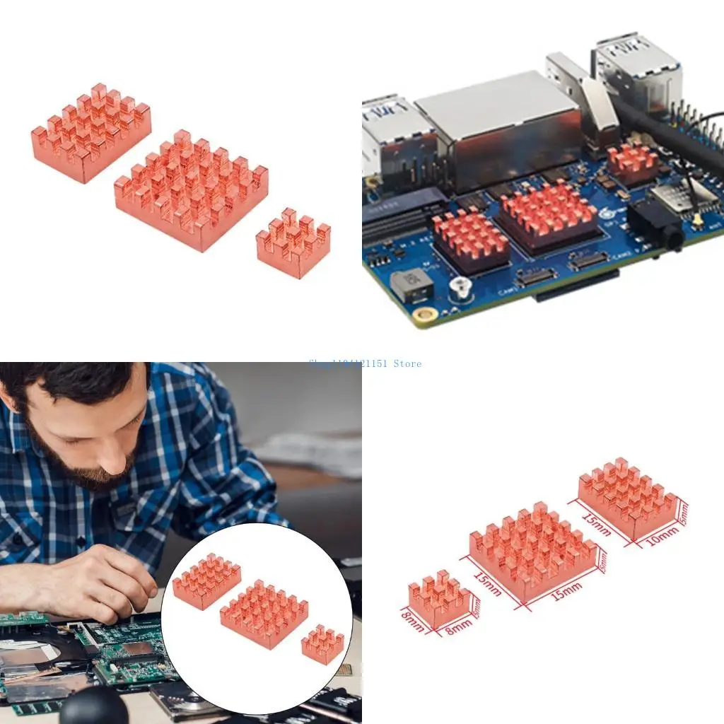

A2BD 3Pcs/Set Copper Heatsinks Highly Efficiency Heat Sink Pads For RV2 Board Quick Heat Dissipation