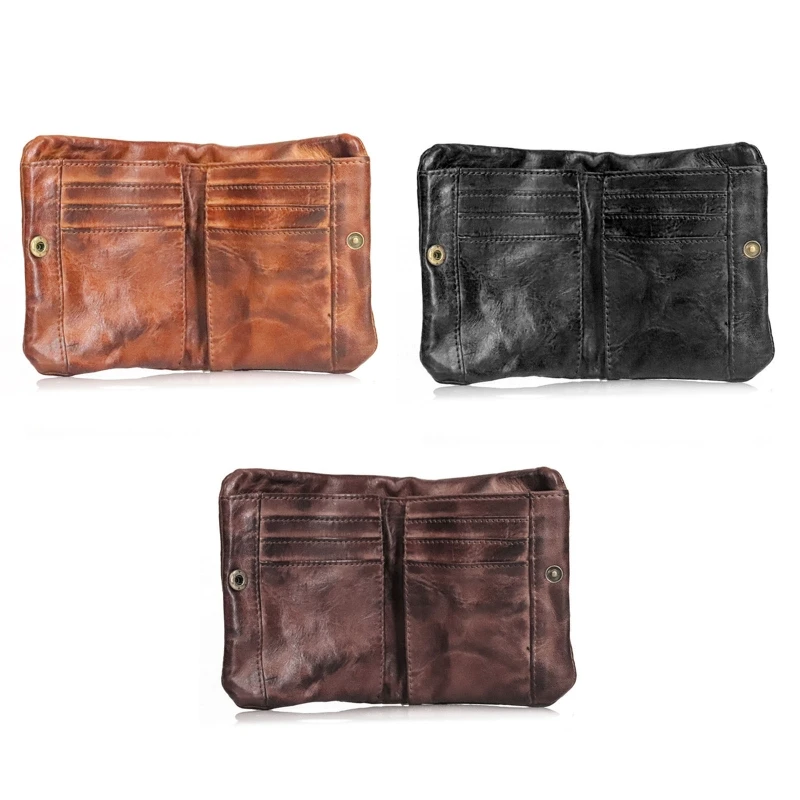 

Retro Top Layer Cowhide Bifold Purses with Zipper Multi-card Soft Bag Coin Pocket Wallet for Best Friends